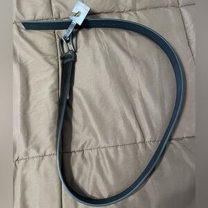 Guess Men’s Black Leather Belt with Brushed Silver Logo Buckle